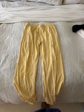 Women's Yellow Elastic-Waist Track Pants